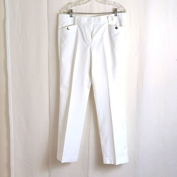 Ann Taylor White Cotton Summer Pants Size 12P - Picture 1 of 6